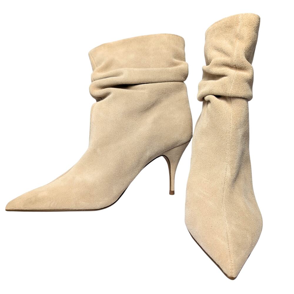 NWOB Brian Atwood Beige Suede Slouch Boots – Size 8 - Picture 2 of 7